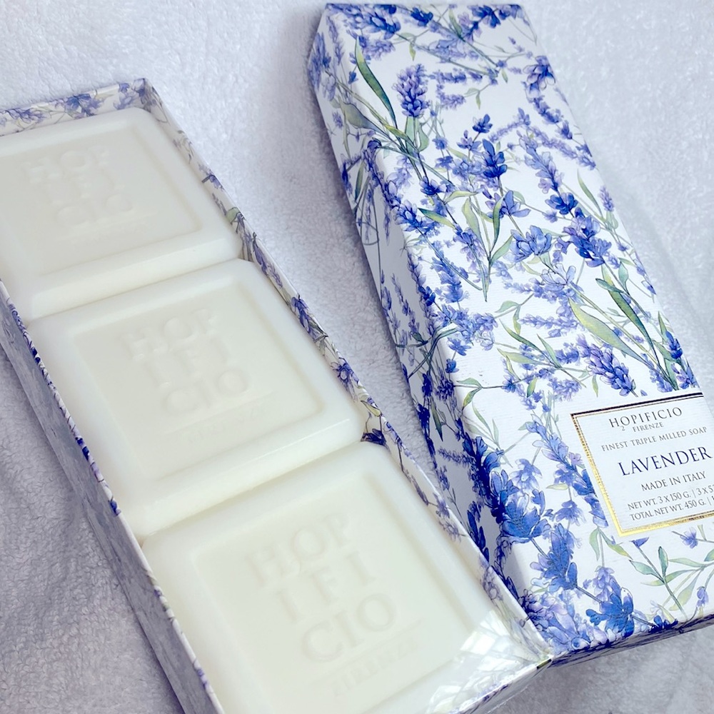 HOPIFICIO LAVENDER TRIPLE MILLED BODY SOAP MADE IN ITALY FIRENZE 3 5.2oz BARS
